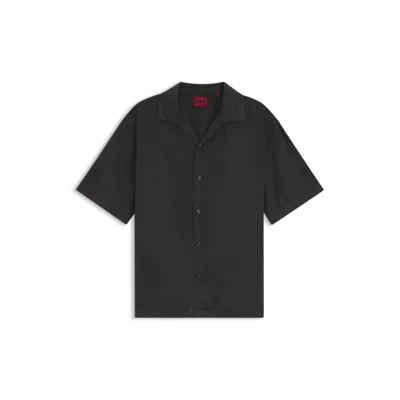 Hugo Boss Oversize-fit Shirt In Broderie-anglaise Cotton In Black