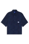 Hugo Boss Oversized-fit Shirt With Check Pattern In Blue