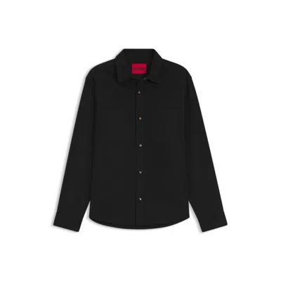 Hugo Boss Oversize-fit Shirt In Cotton Twill With Patch Pockets In Black
