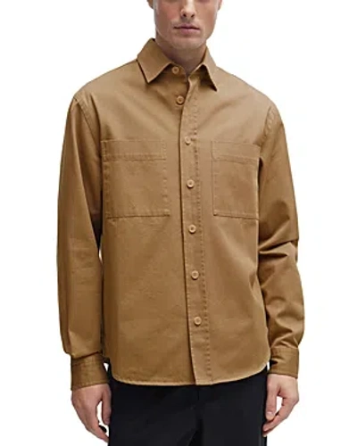 Hugo Boss Owen Relaxed Fit Button Front Shirt In Brown