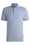 Hugo Boss Oxford-cotton-piqu Polo Shirt With Logo Detail In Light Blue