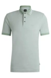 Hugo Boss Oxford-cotton-piqu Polo Shirt With Logo Detail In Light Green