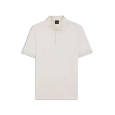 Hugo Boss Oxford-cotton-piqué Polo Shirt With Logo Detail In Neutral