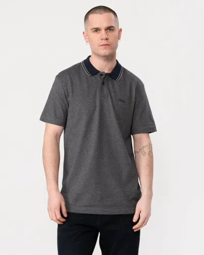 Hugo Boss Oxford New Mens Contrast Collar Short Sleeve Polo Shirt In Blue