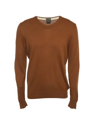 Pre-owned Hugo Boss Pacello V-neck Sweater In Brown