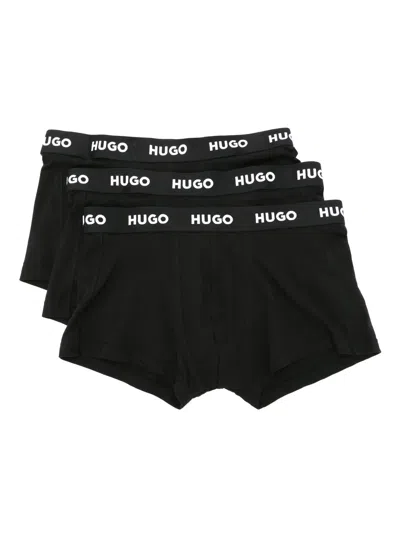 Hugo Boss Pack Of Three Logo-waistband Boxer Briefs In Black