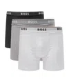Hugo Boss Power Three Pack Mens Stretch Cotton Boxer Briefs With Logos Nos In Black