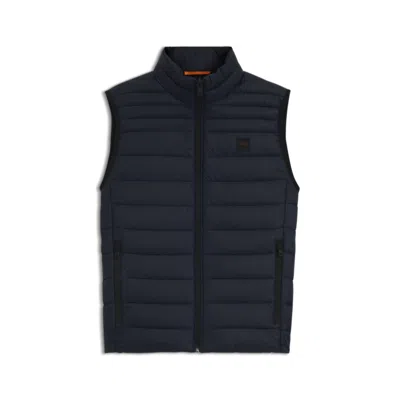 Hugo Boss Packable Down Gilet In Water-repellent Fabric In Blue