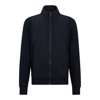 Hugo Boss Packable Zip-up Sweatshirt With Air-mesh Panels In Blue