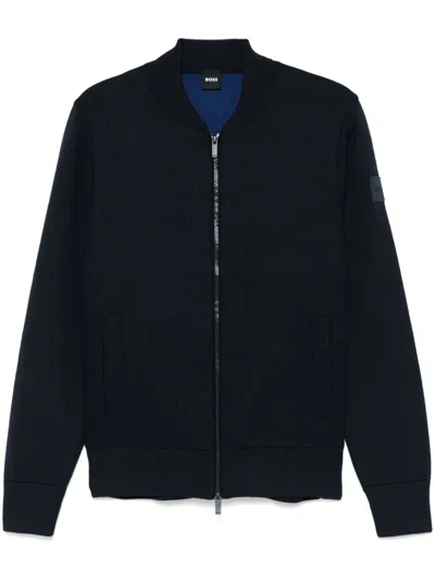Hugo Boss Zip-up Bomber Jacket In Blue