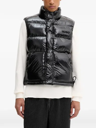 Hugo Boss Padded Funnel-neck Gilet In Black