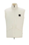 Hugo Boss Padded Mixed-material Gilet With Logo Badge In White