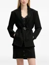 Hugo Boss Padded-shoulder Belted Blazer In Black