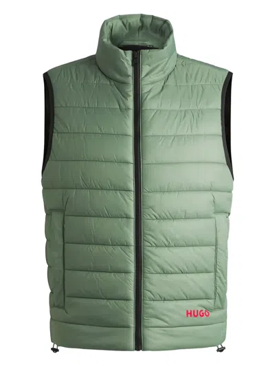Hugo Boss Padded Zip Gilet In Green