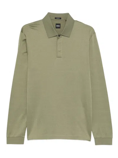 Hugo Boss Paddo Long-sleeves Polo Shirt In Green