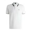 Hugo Boss Paddy Active Polo Shirt With Contrast Stripes In White