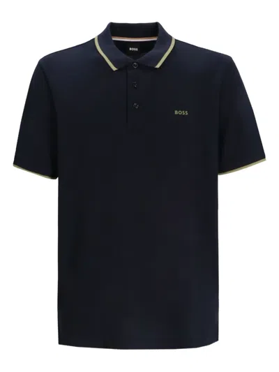 Hugo Boss Paddy Contrasting-collar Polo Shirt In Blue