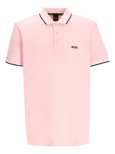 Hugo Boss Paddy Contrasting-trim Polo Shirt In Pink