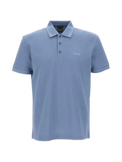 Hugo Boss Paddy Embroidered Pique Polo Shirt In Blue