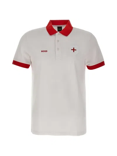 Hugo Boss Paddy Flat-knit Logo Polo Shirt In Multi