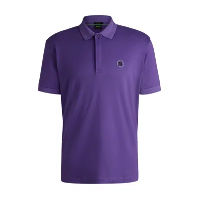 Hugo Boss Paddy Polo Shirt In Cooling Cotton In Purple