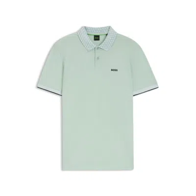 Hugo Boss Paddy Polo Shirt In Stretch-cotton Piqué In Blue