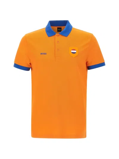 Hugo Boss Boss Lux Paddy Cotton Polo In Orange
