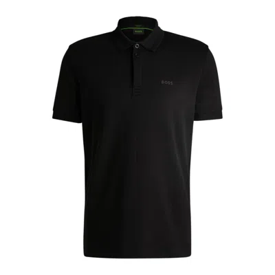 Hugo Boss Paddy Polo Shirt With Drop-needle Stitching In Black