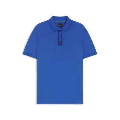 Hugo Boss Paddy Polo Shirt With Striped Placket And Logo In Blue