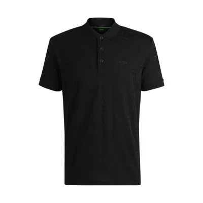 Hugo Boss Paddy Relaxed-fit Polo Shirt In Quilted Mercerized Cotton In Black