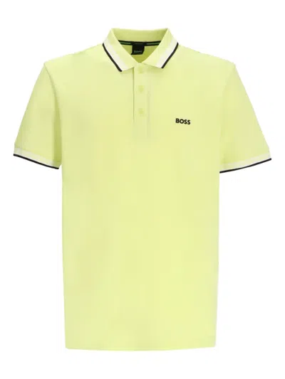 Hugo Boss Paddy Striped-collar Polo Shirt In Yellow