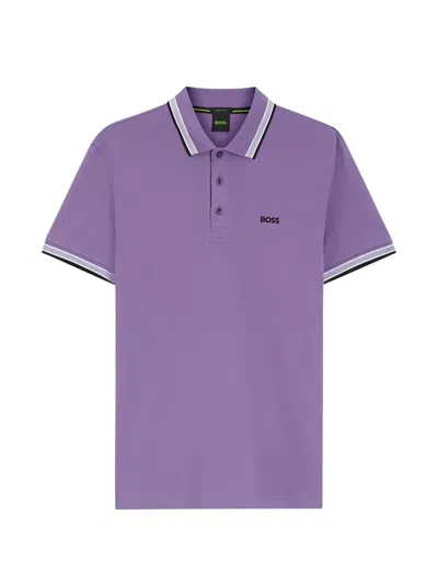 Hugo Boss Paddy Striped Polo Shirt In Purple