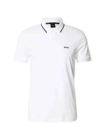 Hugo Boss Paddy Striped-collar Polo Shirt In White