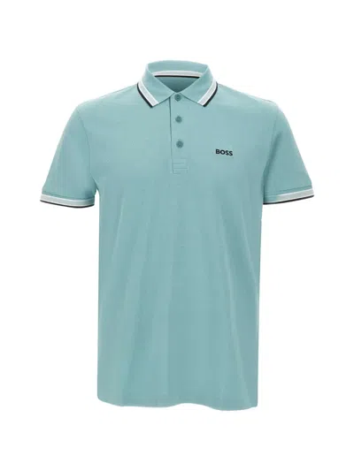 Hugo Boss Paddy Striped-trim Polo Shirt In Green