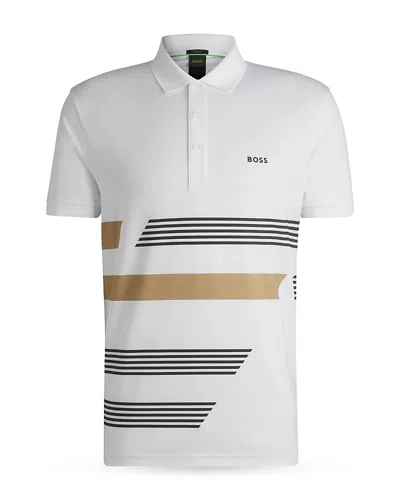 Hugo Boss Paddy Tape Print Polo In White