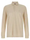 Hugo Boss Embroidery-logo Long-sleeve Polo Shirt In Brown