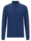 Hugo Boss Embroidery Long-sleeve Polo Shirt In Blue