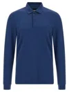 Hugo Boss Embroidery Long-sleeve Polo Shirt In Blue