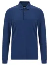 Hugo Boss Embroidery Long-sleeve Polo Shirt In Blue