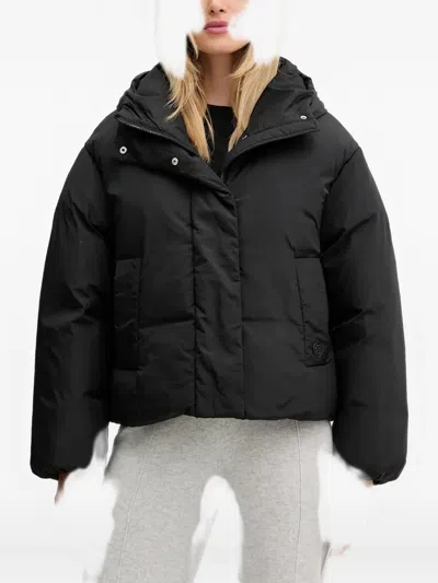 Hugo Boss Paffia Hooded Button Jacket In Black