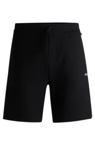 Hugo Boss Pajama Shorts With Embroidered Logo In Black
