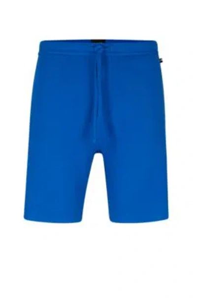 Hugo Boss Pyjama Shorts With Embroidered Logo In Medium Blue 423