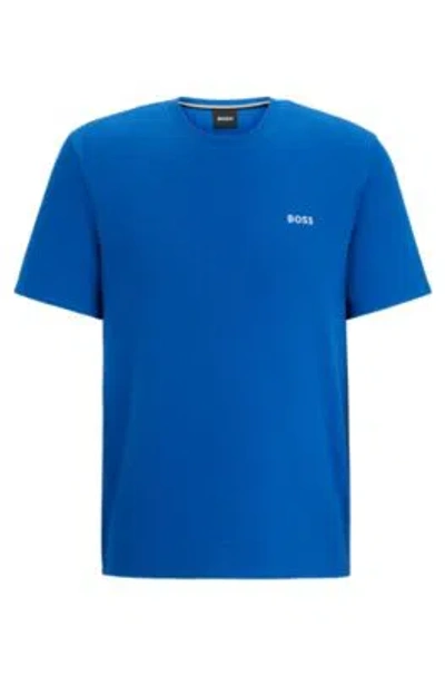 Hugo Boss Pajama T-shirt With Embroidered Logo In Blue