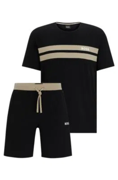 Hugo Boss Pajamas With Printed Logos In Black