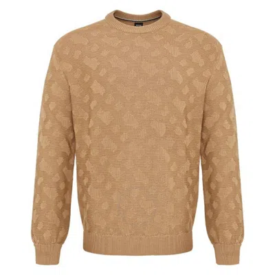 Hugo Boss Palao Knitted Wool Sweater In Beige