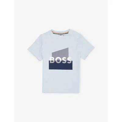 Hugo Boss Babies' Pale Blue Graphic-print Cotton T-shirt 3 Months -
