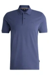 Hugo Boss Pallas Cotton Polo Shirt With Embroidered Logo In Blue