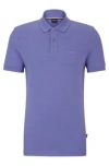 Hugo Boss Pallas Cotton Polo Shirt With Embroidered Logo In Light Purple