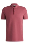 Hugo Boss Pallas Cotton Polo Shirt With Embroidered Logo In Light Red