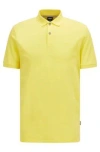 Hugo Boss Pallas Cotton Polo Shirt With Embroidered Logo In Yellow